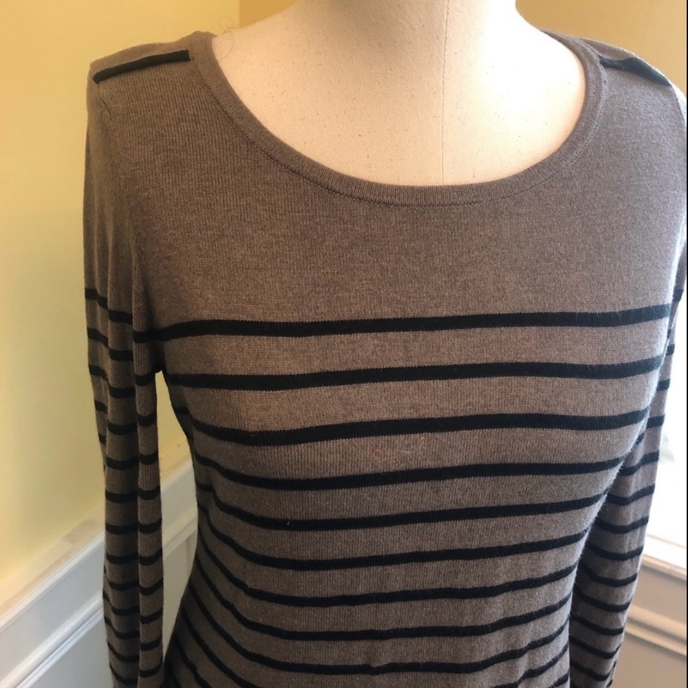 Loft Gray and Black Striped Sweater dress